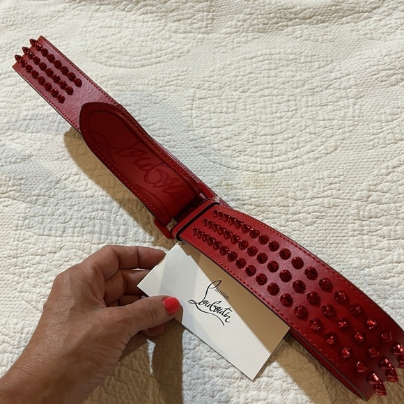 Christian Louboutin Red leather spike belt. NWT. Luxury Retro Studded Accessory main image 5